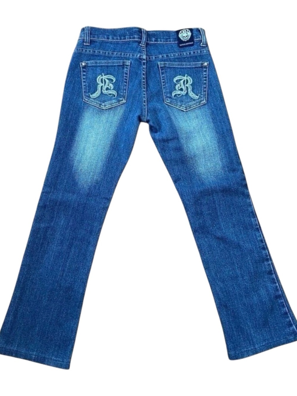Rock & Republic low rise jeans boot cut blue stretchy denim classic size 28 moto